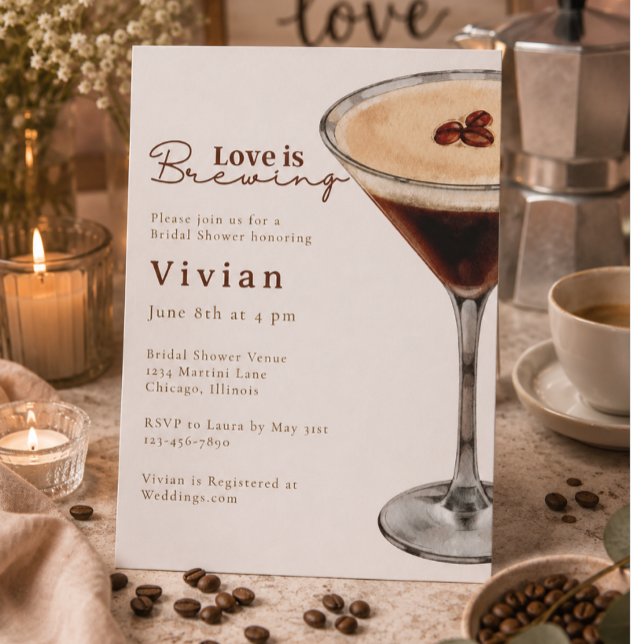 Love is Brewing Martini Bridal Shower invitation (Creator Uploaded)