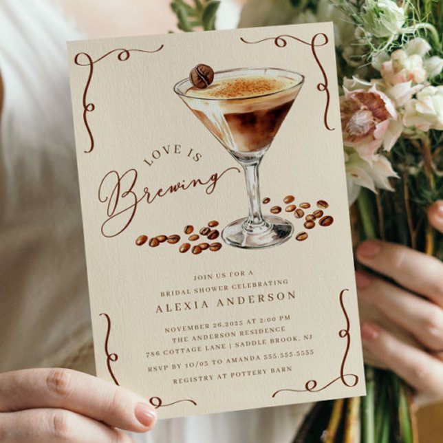 Love Is Brewing Martini Bridal Shower  Invitation (Creator Uploaded)