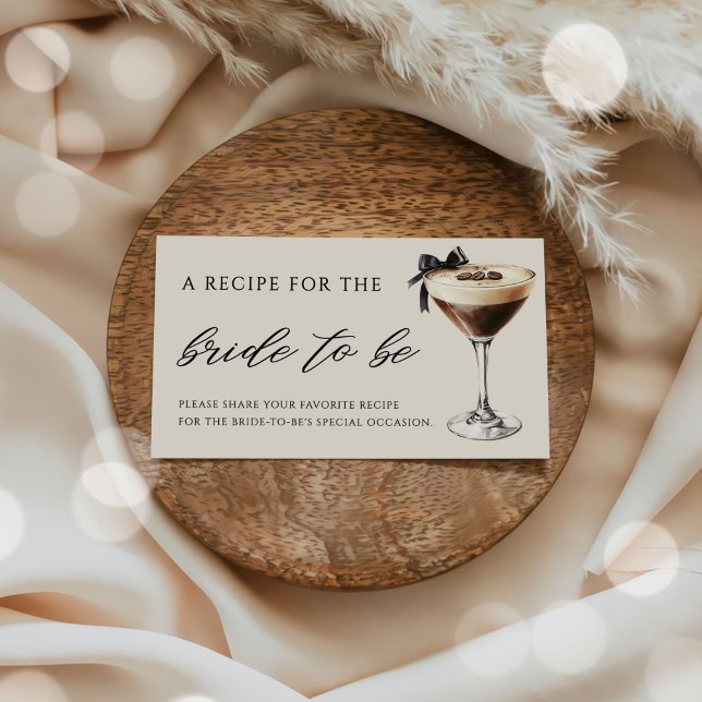 Love is Brewing Martini Bridal Shower Recipe Enclosure Card (Creator Uploaded)
