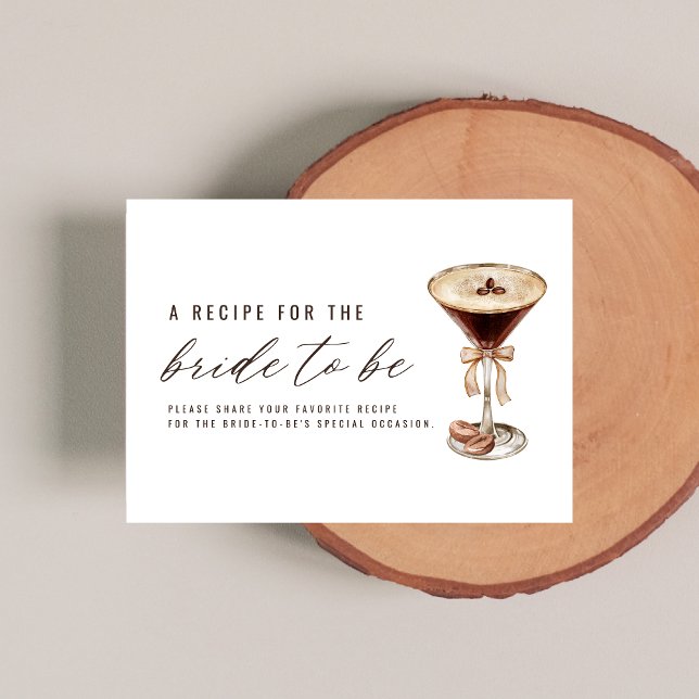 Love is Brewing Martini Bridal Shower Recipe Enclosure Card (Creator Uploaded)