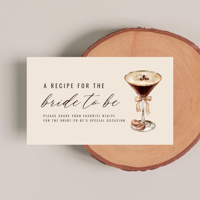 Love is Brewing Martini Bridal Shower Recipe Enclosure Card (Creator Uploaded)