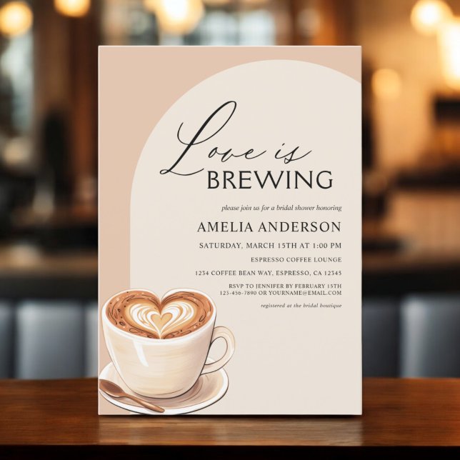 Love is Brewing Modern Arch Coffee Bridal Shower Invitation (Creator Uploaded)