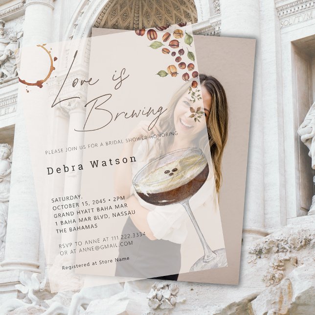 Love Is Brewing Modern Bridal Shower Vellum Invitations (Creator Uploaded)