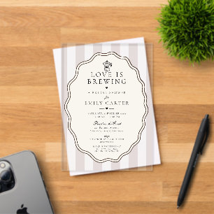 Love is Brewing Modern Coffee Bridal Shower Acrylic Invitations