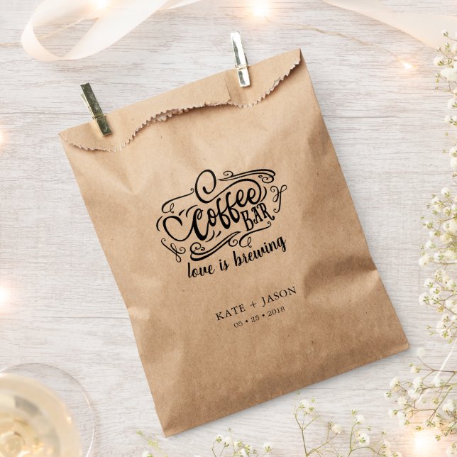 Love is brewing monogram wedding favour bag (Clipped)