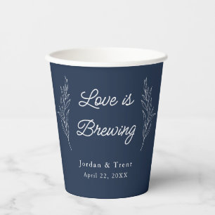 Love is Brewing Navy Blue Coffee Paper cup