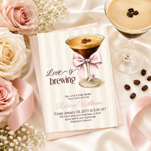 Love is Brewing Pink Espresso Coffee Bridal Shower Invitation