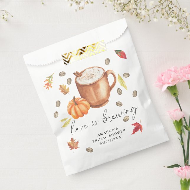 Love is brewing Pumpkin Coffee Bridal shower Favour Bags (Sealed)