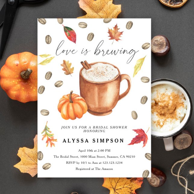 Love is brewing Pumpkin Latte Bridal Shower Invitation (Creator Uploaded)