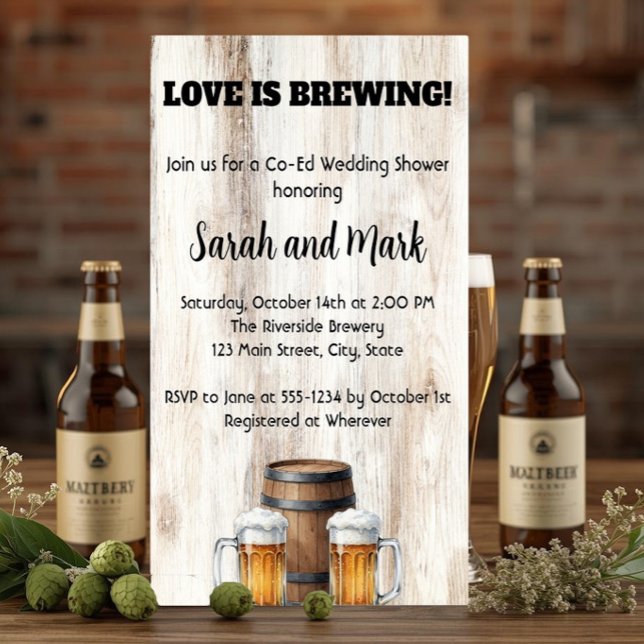 Love is Brewing Rustic Couples Bridal Shower Invitation (Creator Uploaded)