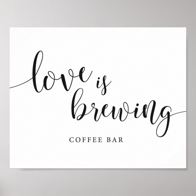 Love is Brewing Rustic Wedding Coffee Bar Sign (Front)