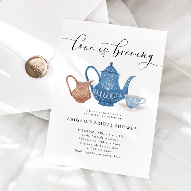 Love is Brewing Tea Party Bridal Shower  Invitation (Creator Uploaded)
