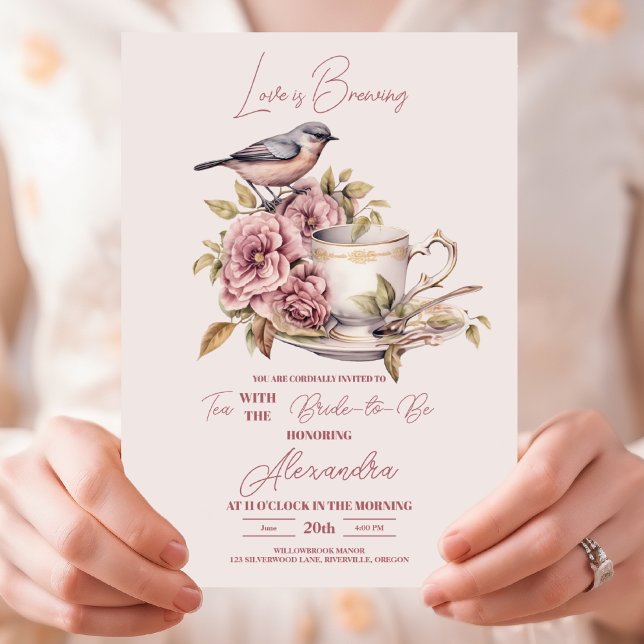 Love is Brewing Tea Party Bridal Shower  Invitation (Creator Uploaded)