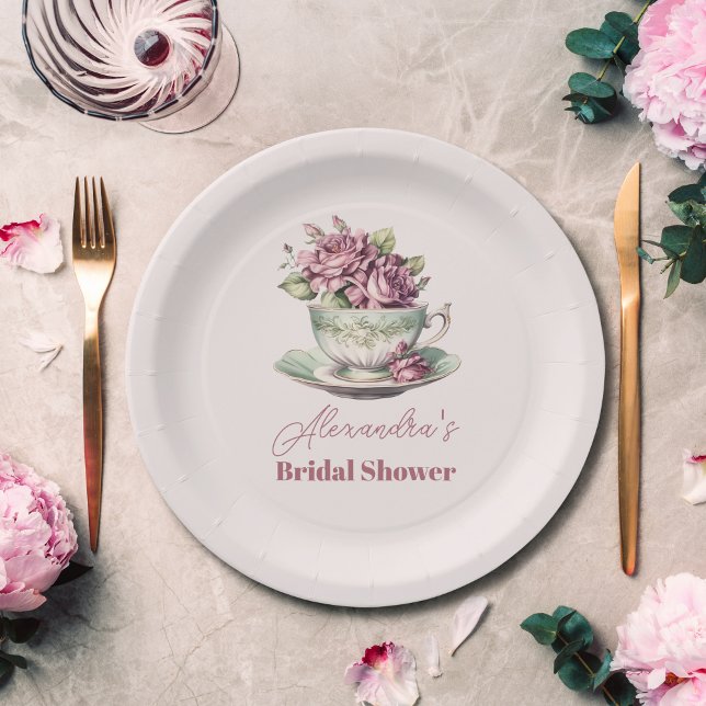 Love is Brewing Tea Party Bridal Shower  Paper Plate (Creator Uploaded)