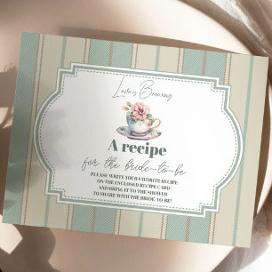 Love is Brewing Tea Party Bridal Shower Recipe Enclosure Card