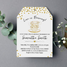 Love is Brewing Tea Shower Gold Glitter Invitation