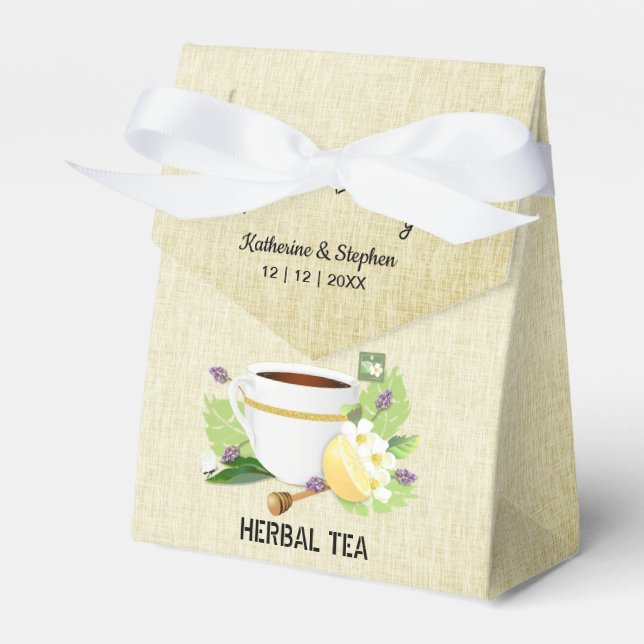 Love Is Brewing Tea Wedding Favour Box (Front Side)