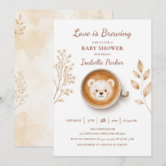Love Is Brewing Teddy Bear Baby Shower Invitation