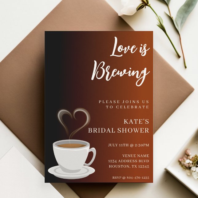 Love is Brewing Terracotta & Black Bridal Shower Invitation (Love is Brewing Terracotta & Black Bridal Shower Invitation
)