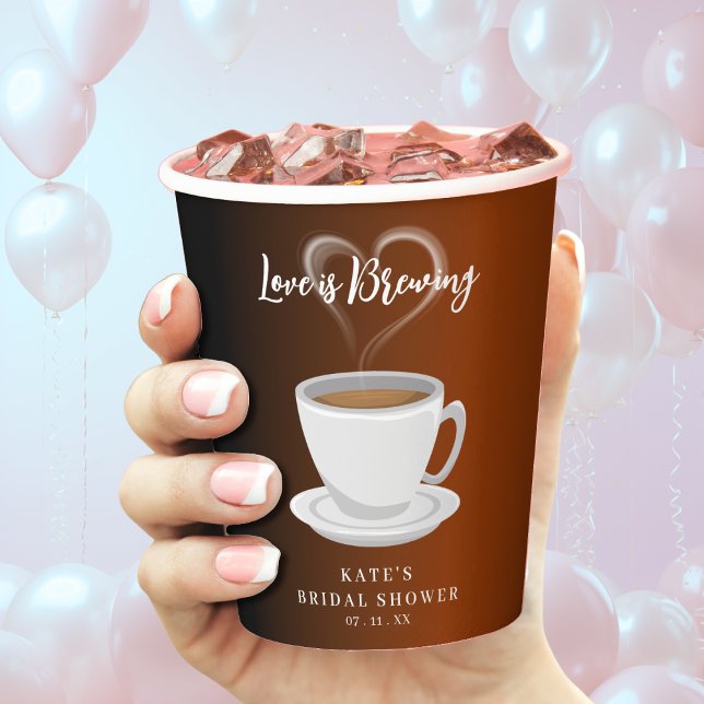 Love is Brewing Terracotta & Black Bridal Shower Paper Cups (Love is Brewing Terracotta & Black Bridal Shower Paper Cups
)
