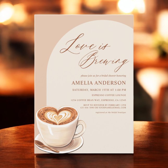 Love is Brewing Trendy Arch Coffee Bridal Shower Invitation (Creator Uploaded)