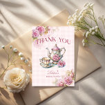 Love is brewing Vintage Victorian bridal tea party Thank You Card<br><div class="desc">Love is brewing Vintage Victorian pink roses bridal tea party thank you cards,  elegant vintage Victorian style tea pot and tea cup soft pink girly bridal shower tea party thank you cards bridal shower thank you cards</div>