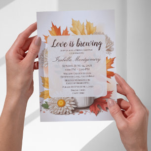 Love Is Brewing Warm Autumn Coffee Bridal Shower Invitation