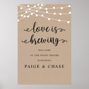 Love is Brewing, Wedding Rehearsal Dinner, Rustic Poster
