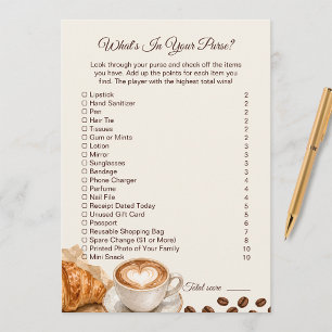 Love Is Brewing Whats In Your Purse Game Sheets