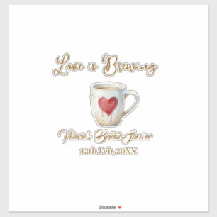 Love is Brewing white coffee mug heart bridal show