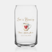 Love is Brewing white coffee mug heart bridal show