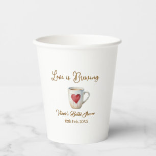 Love is Brewing white coffee mug heart bridal show Paper Cups
