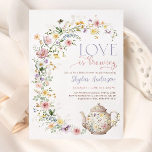 Love is Brewing Wildflower Bridal Shower Tea Party Invitation