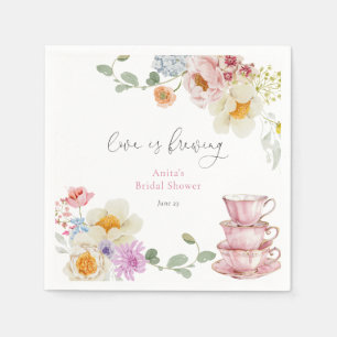 Love is Brewing Wildflower Tea Bridal Shower Napkin