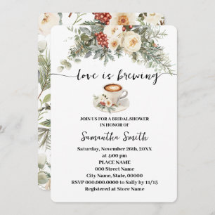 Love is Brewing Winter Bridal Shower Coffee Invitation