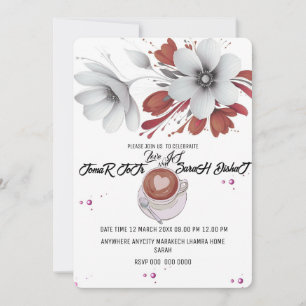 Love is Bridal Shower Invitation, Blue Floral, Blu Invitation