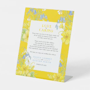 Love is caring yellow spring wedding health pedestal sign