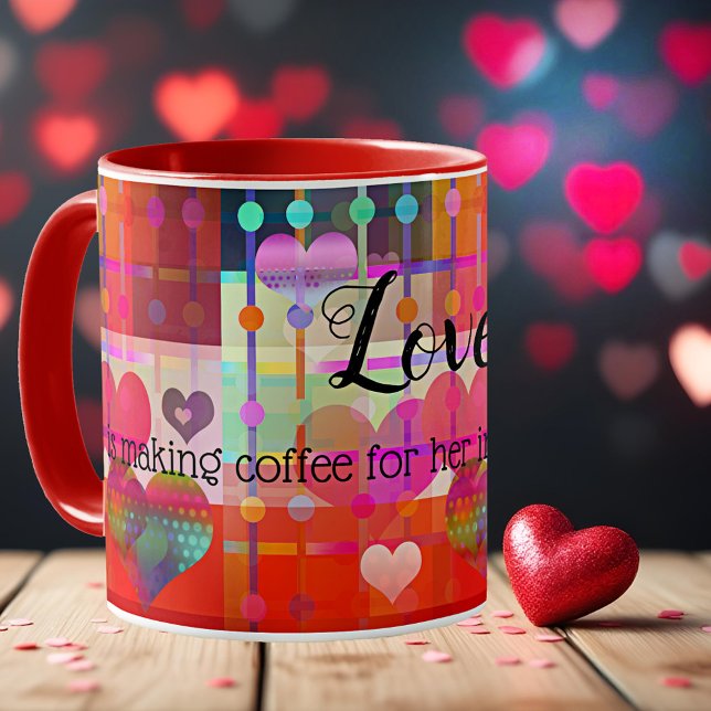 Love is ... Colourful Hearts Mug (A romantic mug featuring a colorful heart pattern - perfect to celebrate love or Valentine's Day)