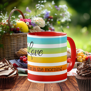 Love is ... Colourful Rainbow Stripes Mug
