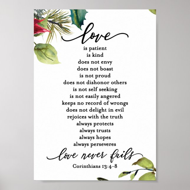 Love is Corinthians Scripture Verse Couple's  Poster (Front)