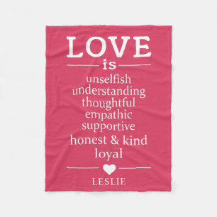 Love Is … custom name & colour fleece blankets