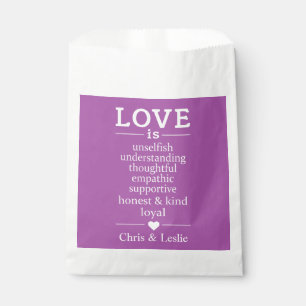 Love Is … custom names & colour favour bags