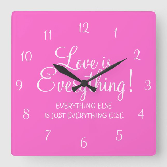 Love is Everything Pink Wall Clock (Front)