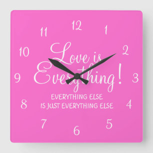 Love is Everything Pink Wall Clock