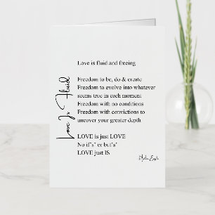 Love is fluid poem poetry wall art poster black  foil greeting card