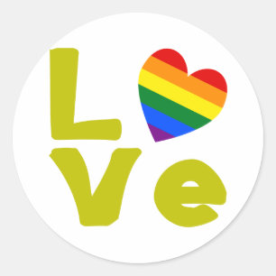 Love Is Gay Gold Classic Round Sticker