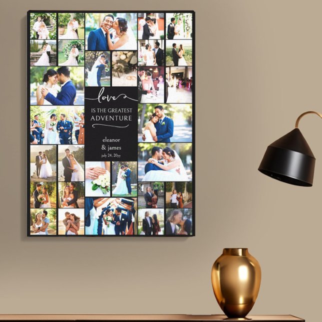 Love is Greatest Adventure Wedding Photo Collage Canvas Print (Love is the greatest adventure wedding photo canvas by Darling & May)