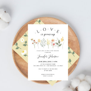 Love is Growing Elegant Floral Baby Shower Invitation