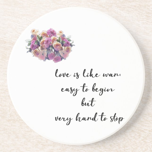 Love is hard to stop Sandstone Coaster (Front)