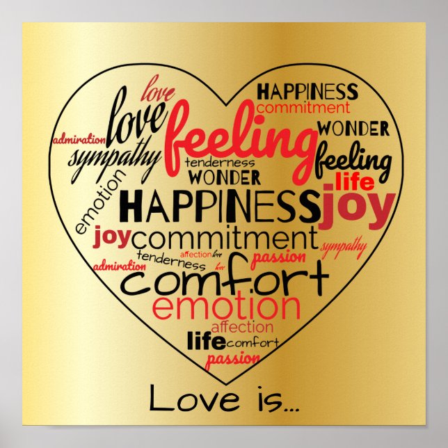 Love Is Heart Shaped Word Cloud Repeat Typography Poster (Front)